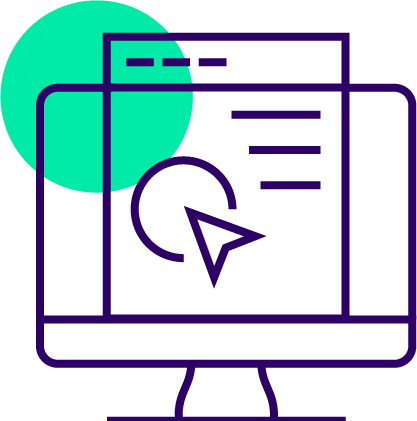 Graphic of a computer with data on the screen
